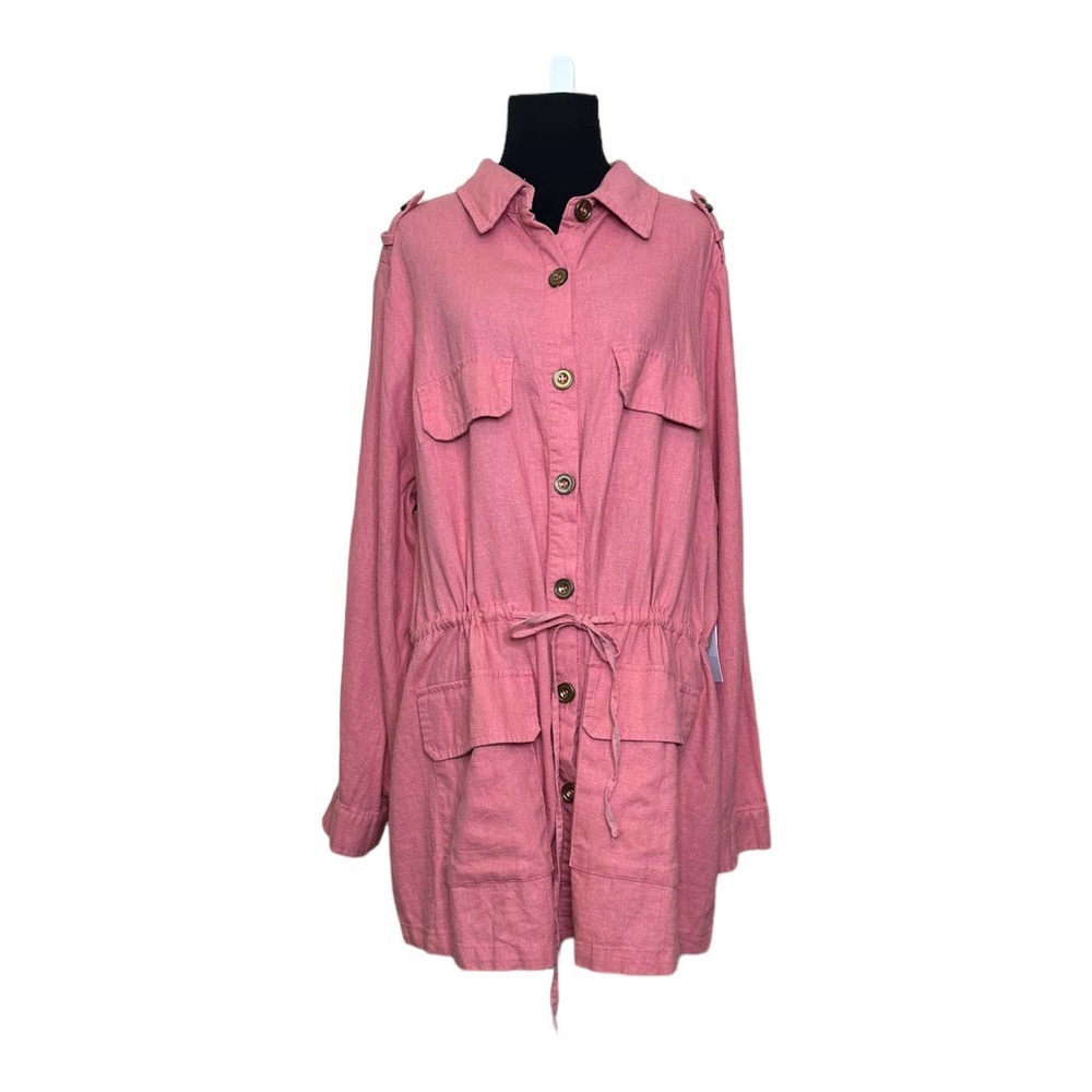 JustFab Pink Button-Up Jacket - Picture 11 of 13
